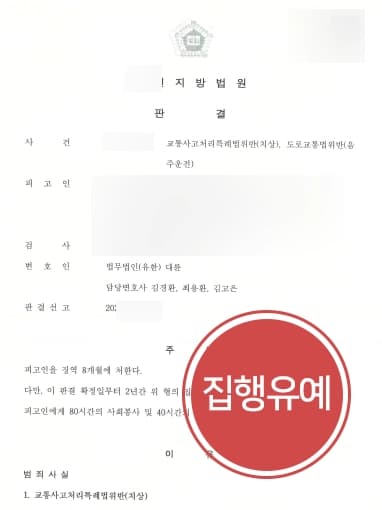 [음주운전교통사고 집행유예] 후진 중 피해자 발생시킨 화물차 기사 음주운전변호사 조력 실형을 면함