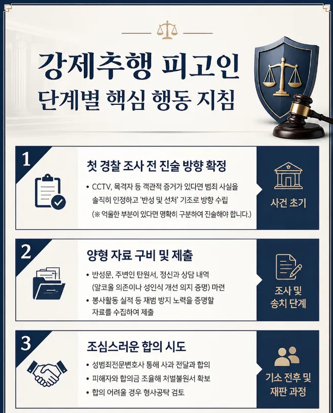 강제추행변호사가 말하는 피고인 단계별 핵심 행동 지침