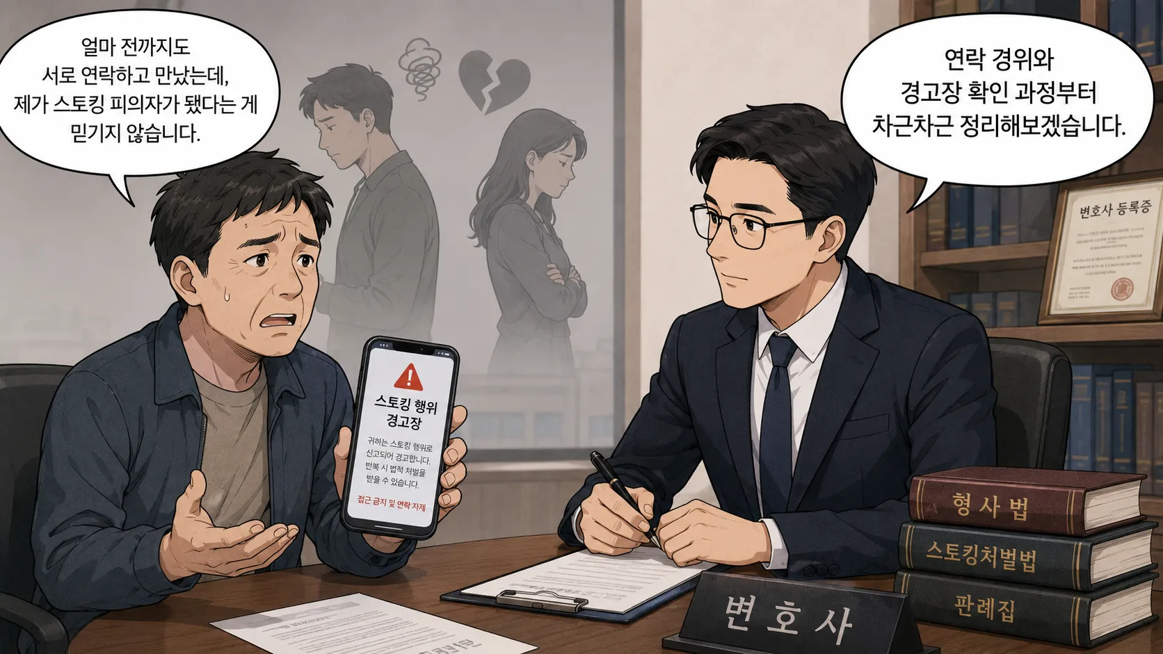 An explanation of how to respond to a police investigation in a case seeking a non-referral decision on a stalking allegation, the criteria for judging the continuity and repetitiveness of text-message and visit conduct, and how to organize the evidentiary materials
