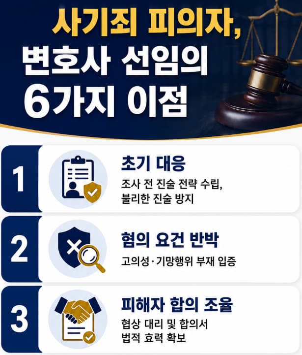 사기변호사 선임 시 피의자 입장 이점