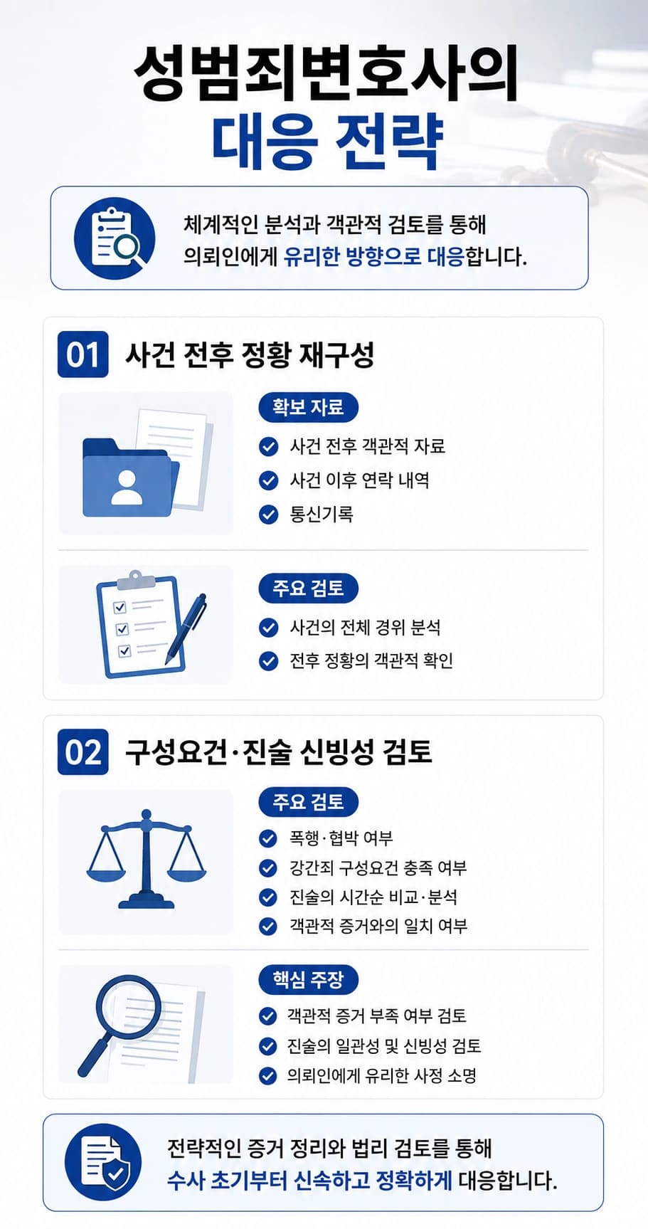 性犯罪法律相談後の性犯罪弁護士の対応、核心的な主張