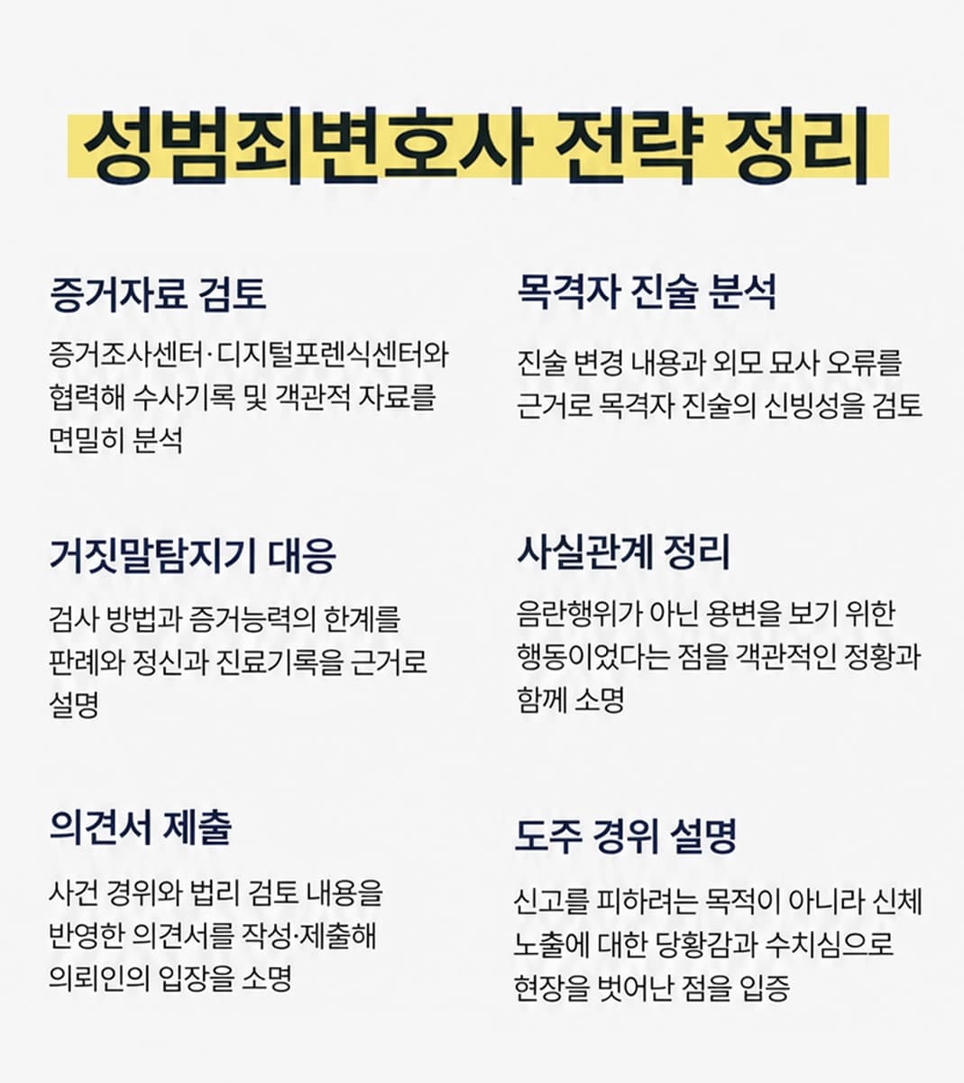 성범죄변호사의 초기 대응과 증거 확보 절차를 안내하는 이미지