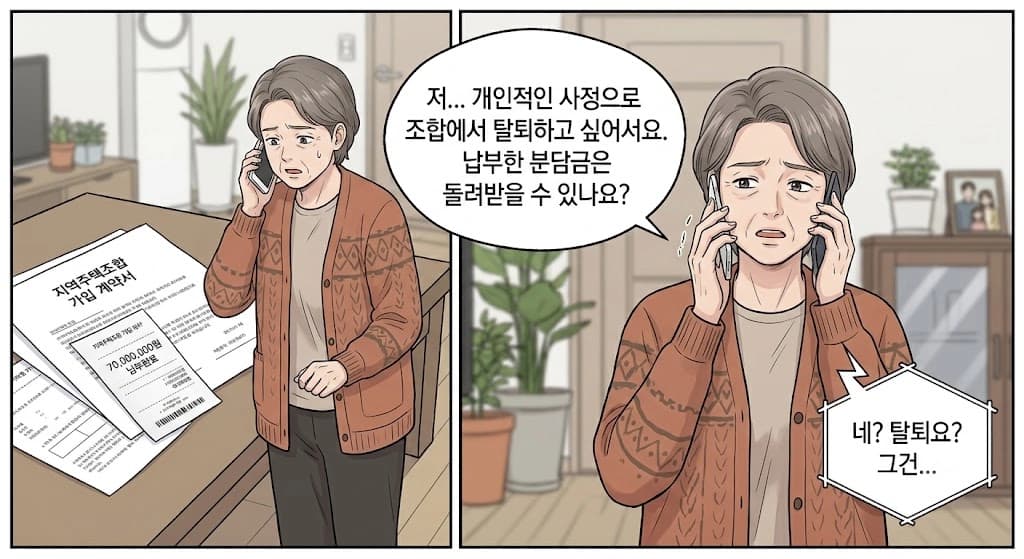지역주택조합소송에서 가입계약과 분담금 반환 문제를 검토하는 이미지