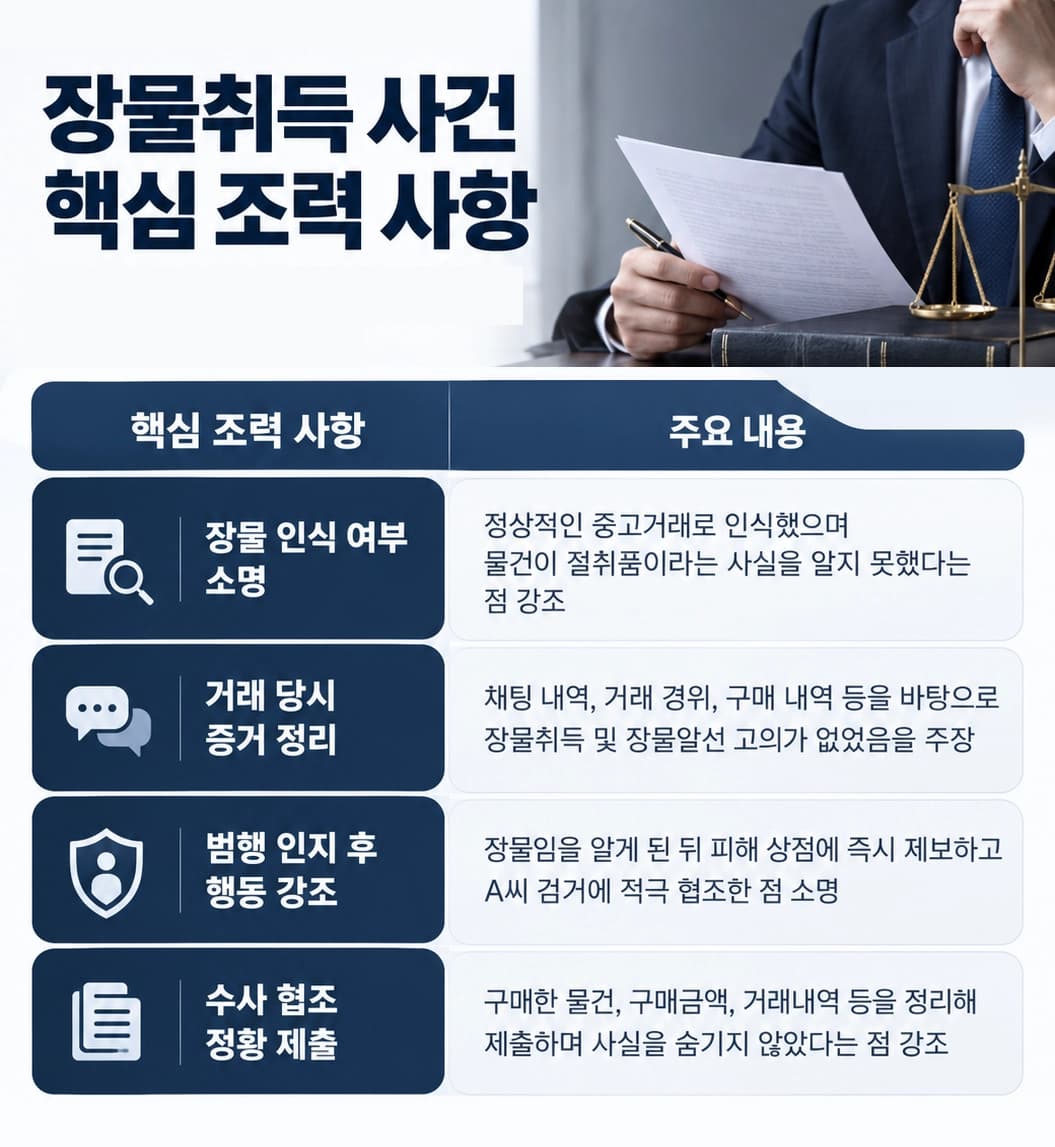 장물취득죄 사건의 채팅 내역과 계좌이체 기록 등 증거자료를 분석하는 모습