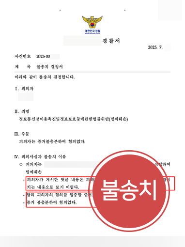 불송치 명예훼손