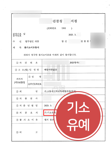 기소유예-판결문 교통사고처리특례법위반